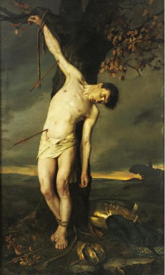 art-and-things-of-beauty:  Alcide-Joseph Lorentz (1813-1891). Saint Sebastian, oil on canvas, 249 x 150 cm. 