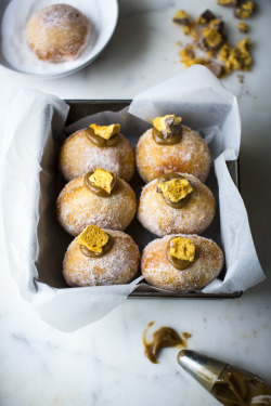 sweetoothgirl:    Salted Caramel Honeycomb Doughnuts  