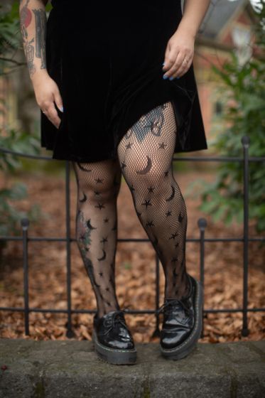 ⭐Celestial Net Tights⭐ Strut through the galaxy, with stars and crescent moons dancing across your f