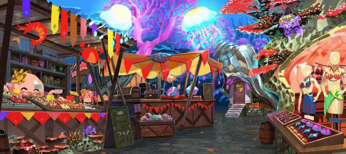 Ahoy there, mateys! How was everyone’s summer? Maybe you’d like to cool off from the summer heat in a lovely mermaid marketplace!
This colorful underwater bazaar is full of merchants selling everything from seafood and souvenirs to…uh, shell...