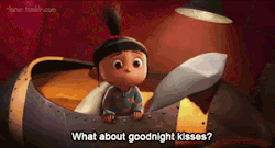 hecallsmelittleone:  Its way past my bedtime and I was just gonna call it a night when this popped up. I think I’ll have to agree with Agnes…What about goodnight kisses? 