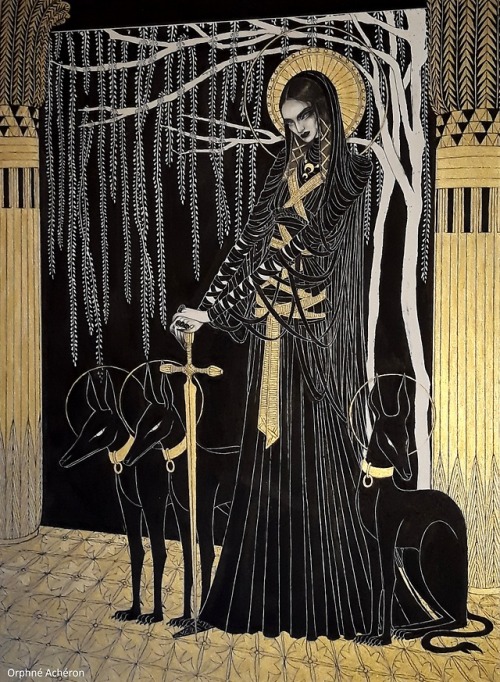 THE CALL OF THE NIGHT. THE WAIT. XXI.II.MMXVIII.pencil, ink and gold.