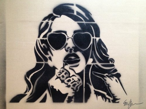 Lana Del Rey (Bad) (original photo by Nicole Nodland) Spray paint on cardboardSpring 2013Pullman WA