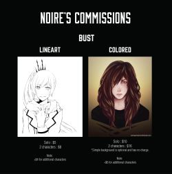 noiresplendence:  Opening commissions now! Information below cut! Keep reading 