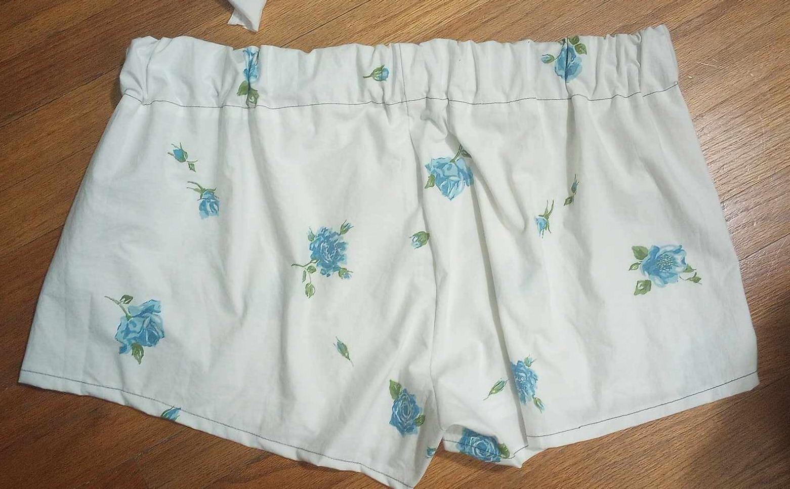 white shorts with blue flowers