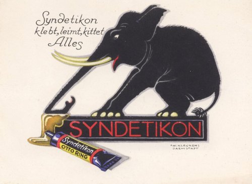 Friedrich Wilhelm Kleukens, poster for Syndetikon glue, 1910-1920s. Otto Ring, Berlin. Via spiegel /