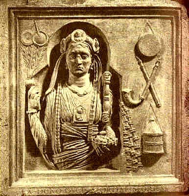 Funerary relief of a Gallus a priest of Magna Mater in female dress from Lavinium. Rome, mid 2nd cen