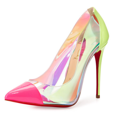, Multicolor Debout Patent/PVC Red Sole Pump from Christian Louboutin 