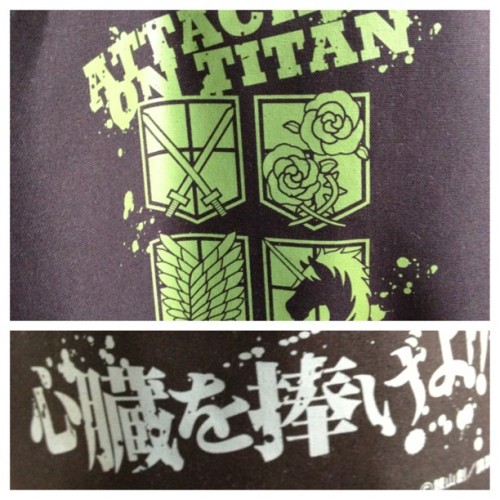 raissaonmars: My new #attackontitan tote bag from #animate! “Sacrifice your heart!” #進撃の