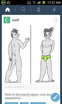 Fuze, seems Tumblr&rsquo;s using him as a model for sweatshirts&hellip;problem is&hellip;he&rsquo;s naked XD
