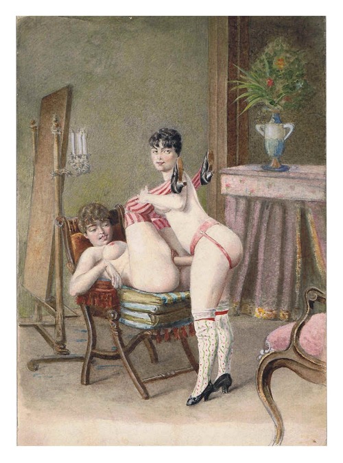 agracier:  19th century print …  Already a very exciting way of loving her