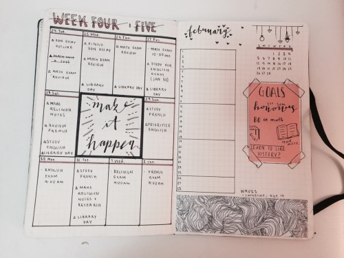 Sorry I haven’t been very active lately; exams.This is my end of Jan beginning of Feb spread, artwor