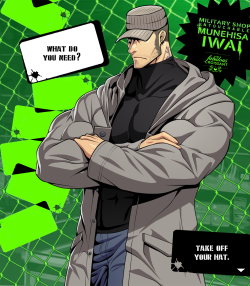 gravity-falls-hunks:  Bara Munehisa Iwai - Persona 5Persona 5 is out, and we were treated to this mysterious and handsome NPC, the owner of the weapons store.But, he’s skinny as fuck. So as a bara artist, it is my duty to buff him up. And so, i did. Enjoy