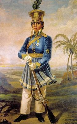 fuckyeahhistorycrushes:  Maria Quitéria de Jesus Medeiros was the first woman to be part of the brazilian army. She joined the army in 1822, to help consolidate the brazilian independence and fought against portugueses at Bahia. Since women couldn’t