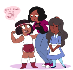 jadeyarts:human au with ruby and sapphire as garnets tiny moms