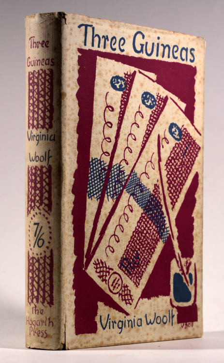 Three Guineas by Virginia Woolf  First Edition 1938 with dust jacket designed by Vanessa Bell