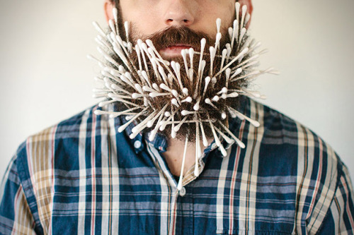 brain-food:  Photographer Stacy Thiot’s Tumblr project, Will It Beard, involves her husband’s beard and sticking as many unusual things as she can find in the thick thicket of facial hair—and then taking photographs of it.