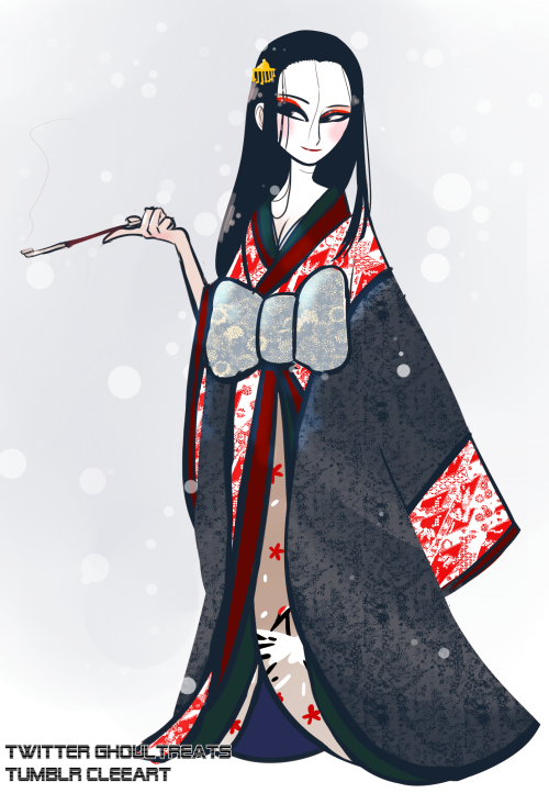 cleeart:  A character I named Karin based on The Crane Wife, she purposefully lures in men to see her true form. There’s a lot of stories about shapeshifting women who marry men, like the yuki onna or kitsune, but the actual story of the crane wife