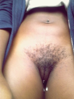 sexiestmoan:  when i started growing my bush. I was so creamy when i took this its crazy lol