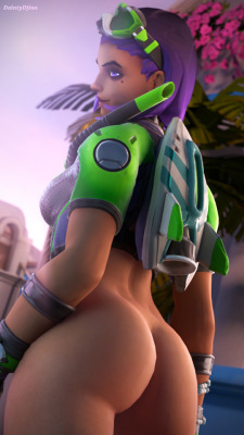 daintydjinn:  (Even later) Summer Vibes pt. IIMade more progress with the Sombra model. My god I’m obsessed with her butt. Also her eyes.Full Res: Imgur | Uploadir