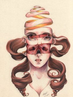 red-lipstick:  Kat Powell (Texas, USA) - Fruit from De- series, 2013     Drawings: Colored Pencils on Paper