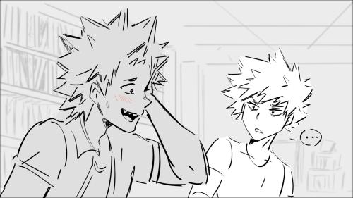 ‘Bakugou looked at how flustered Kirishima was and let out a genuine laugh.’Can you believe that thi