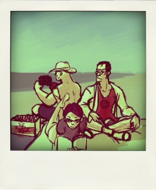 kocheidoodle:  some captions are to be read the real reason the new comic is late is because they’re all having fun with polaroids at the beach 