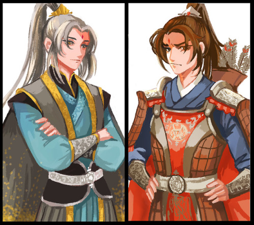 Some FengQing character designs because I love this 800y/o single braincell duo &lt;3 Feel free to u