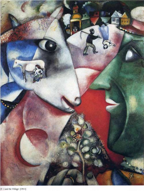 Marc Chagall I and the Village, Lunaria, Flower Bouquet, The Painter: To the Moon, Lovers over Saint