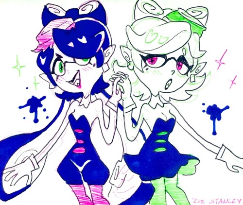 zoestanleyarts: Splatoon doodles:Callie, Marie, Agent 8, &amp; Marina