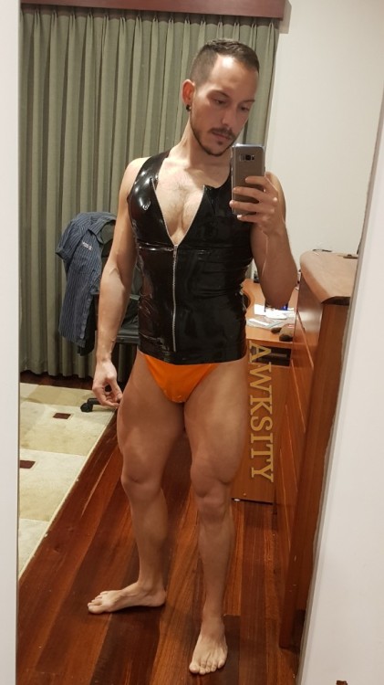 Trying on new outfits with the goodies I got from Eagle Leather 