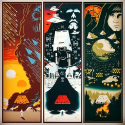 xombiedirge:  The Star Wars Trilogy by Eric Tan / Tumblr 12” X 36” Serigraph prints, S/N editions of 100. Available HERE.