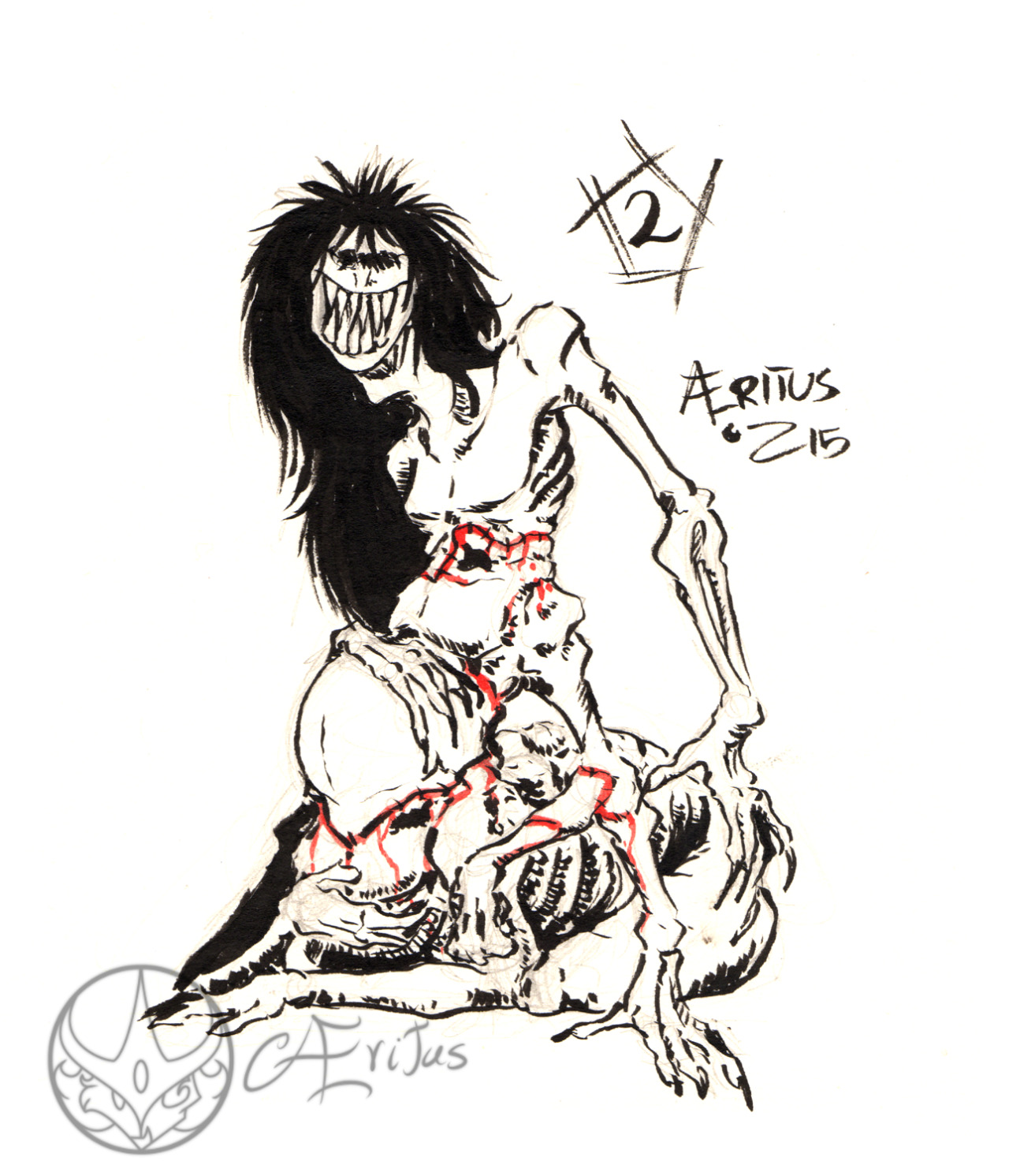 Inktober/ Goretober Day 2!I have messed up her face SO BAD with the ink, darn it.
