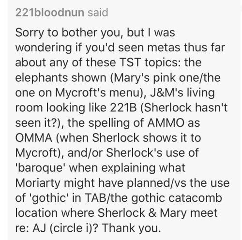 221bloodnun:For my own notes. The one about Sherlock never seeing the inside of John and Mary’s hous