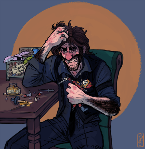 A commission for @lilyvanvamp at DeviantartShe commissioned me to draw my boy Cormac, grief stricken