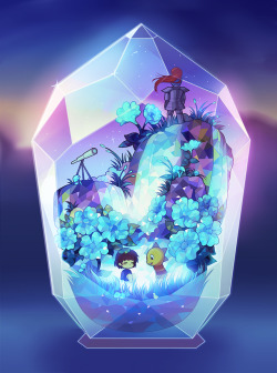 raggidiprimavera:  A terrarium artwork inspired by the waterfall area in Undertale. I’m really hoping to do terrariums for the other areas as well~   Oh my, this is quite a beautiful work. this deserves a reblog.