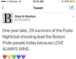 moodybidoof:  live-love-woso: 29 Pulse Survivors lead the Boston pride parade   This float moved me.