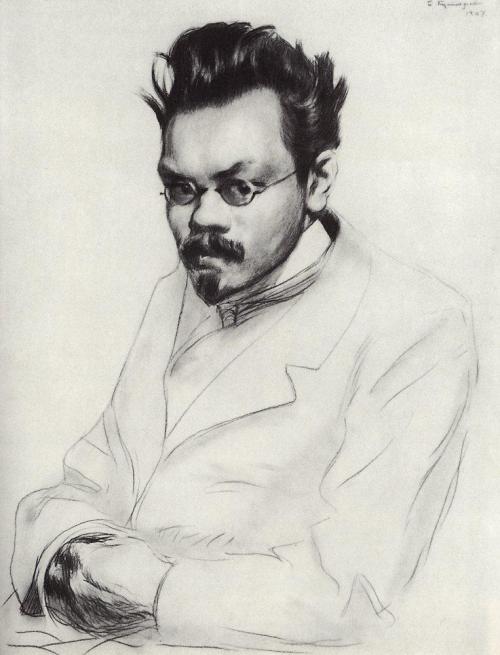 artist-kustodiev: Portrait of the writer A.M. Remizov, 1907, Boris Kustodiev