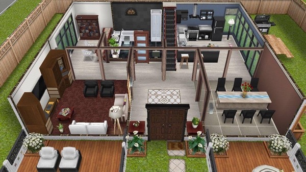 My Sims Free Play - Fancy House: open-plan lounge area, dining and