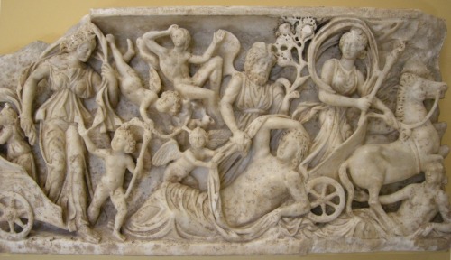 via-appia: Sarcophagus panel with the myth of Diana (Selene) and Endymion Roman, c. 210 AD