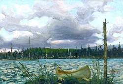 Tom Thomson (Claremont, Ontario, 1877 - Canoe Lake, Ontario, 1917); Canoe And Lake