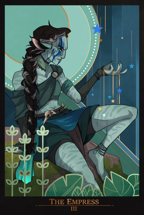 aelwen-art:A tarot commission for @justwest-ofweird of their firbolg druid~