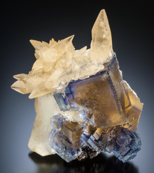 Calcite and Fluorite on Barite - Minerva Mine #1, Cave-in-Rock Dist., Illinois