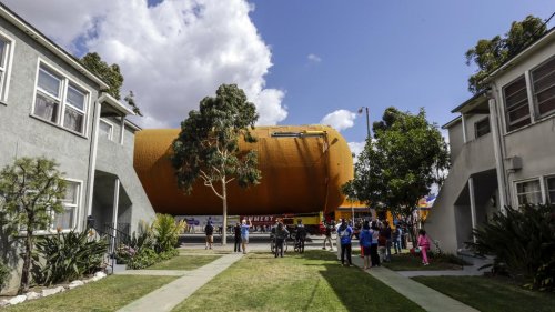 Last Space Shuttle External Tank Arrives At California Science Center.