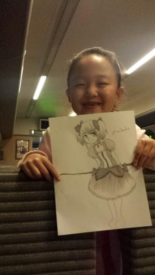 I made a friend on the train from Beijing to Badaling!  I’m super shy so I looked up only a few times and mostly just drew stuff. My cousin said I’d draw her… then I had to draw her sister… so after that I promptly chose Madoka. They seemed excited