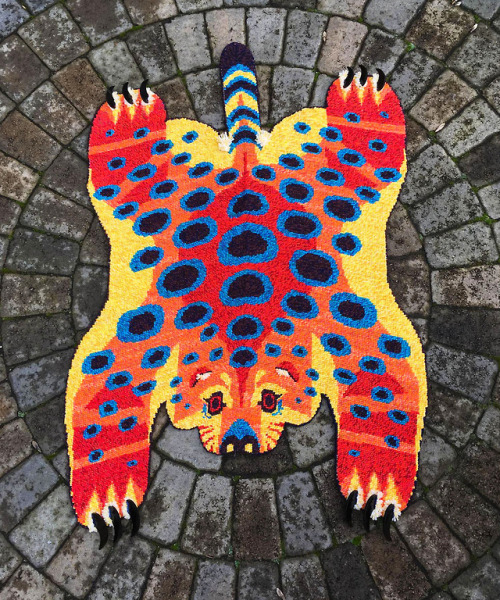 claradudleyillustration: My needlepoint Jaguar rug is finally finished and she turned out great! She