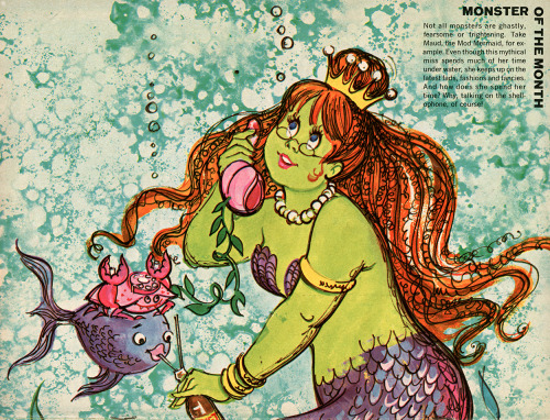 thegroovyarchives:  “Monster of the Month” Maud the Mod MermaidText: Not all monsters are ghastly, fearsome or frightening. Take Maud, the Mod Mermaid, for example. Even though this mythical miss spends much of her time under water, she keeps up on