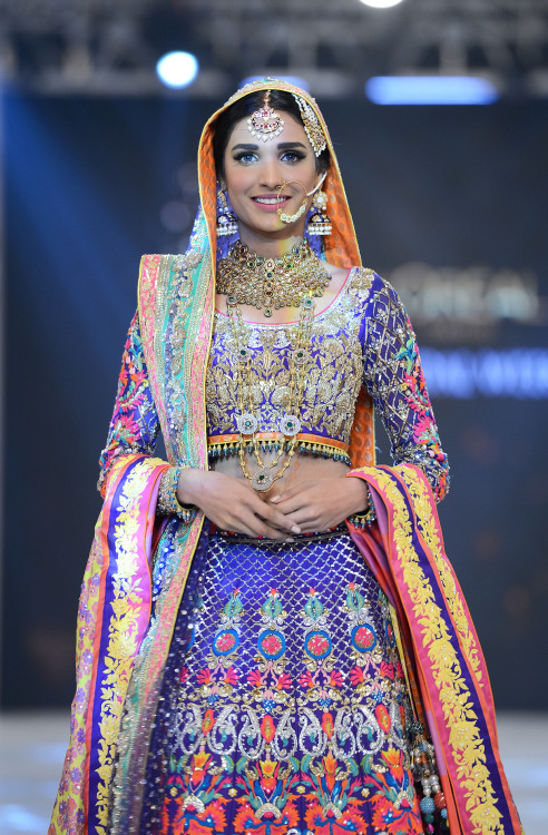 highfashionpakistan: Amna Ilyas, showstopper for Nomi Ansari at PFDC L’Oreal Pari Bridal Week,