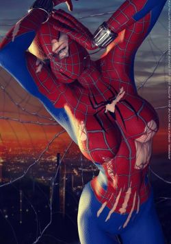 nerdynakedgirls:  Spider-Girl battle damaged