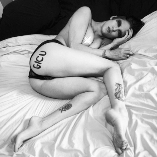 girlsincuteunderwear:  @asphyxianoir for #GICU Shot by Nate “Igor” Smith @drivenbyboredom  #asphyxianoir #topless #bodypaint #tattoos